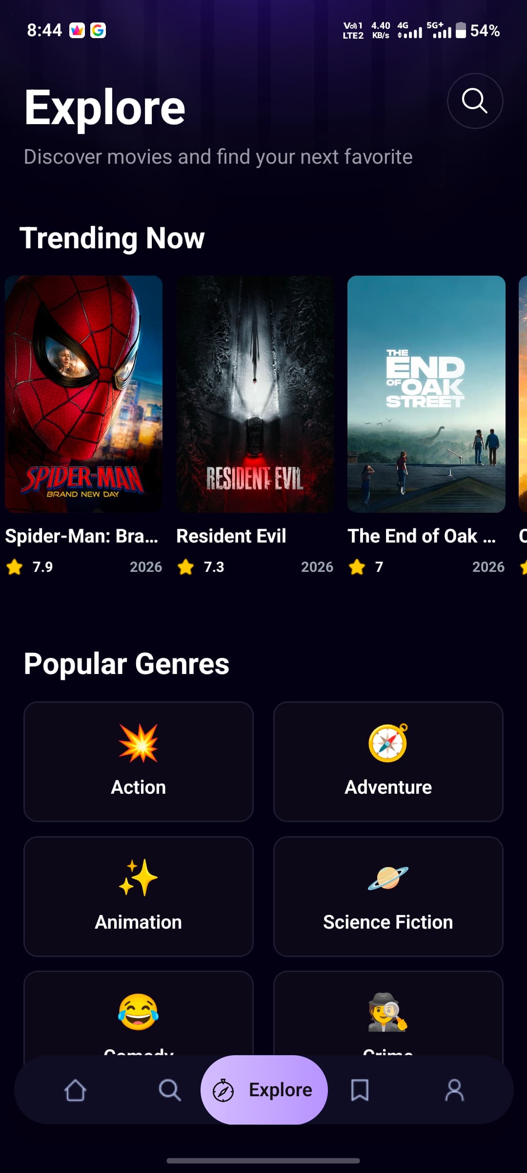 CineVerse movie screen